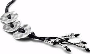 Womens Silver Pendant Long Necklace