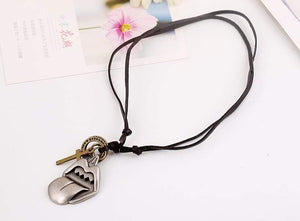 Black Cord Rock-n-Roll Pendant Necklace Unisex Adult