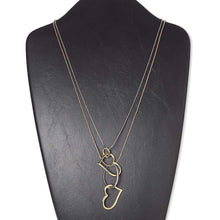 Load image into Gallery viewer, Womens 2-Strand Copper Steel &amp; Gold Necklace with Heart Pendants