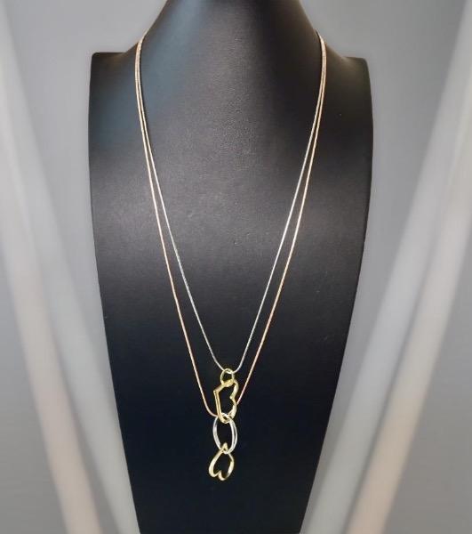 Etta'J Jewelry Necklaces 2-Strand Copper Steel & Gold Necklace with Heart Pendants