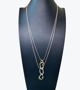 Etta'J Jewelry Necklaces 2-Strand Copper Steel & Gold Necklace with Heart Pendants