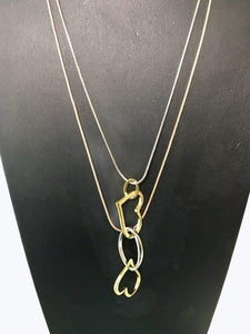 Etta'J Jewelry Necklaces 2-Strand Copper Steel & Gold Necklace with Heart Pendants
