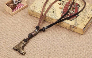 Adjustable Leather Cord"Combat Boot" Necklace