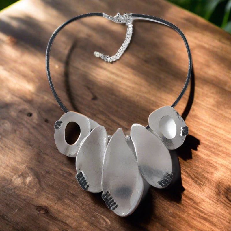 Antique Silver & Black Vintage Necklace