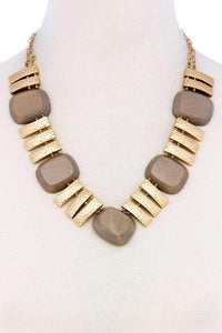 Bohemian Womens Beaded Handcraft Tan Chunky Necklace