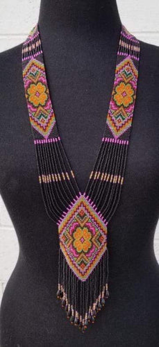Black Aztec Seed Bead Necklace