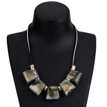 Load image into Gallery viewer, Black Leather Green Design Necklace