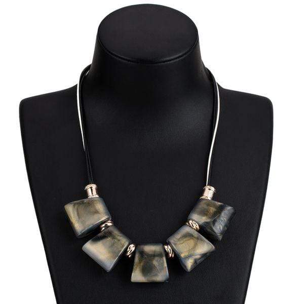 Womens Green Acrylic Pendant Statement Necklace