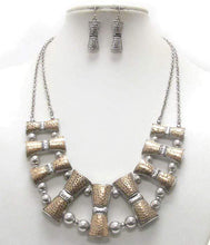 Load image into Gallery viewer, Womens Silver Tone Brass Pendant Statement Necklace Earring Set