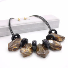Load image into Gallery viewer, Chunky Brown and Black Leather Necklace Set