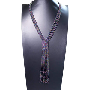 Classic Purple Six Strand Seed-Bead Infinity Necklace