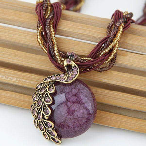 Bohemia Beaded Glass Pendant Necklace 4 Colors