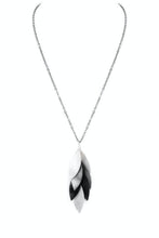 Load image into Gallery viewer, Womens Silver Necklace with Silver and Black Leaf Cluster Pendant