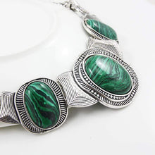 Load image into Gallery viewer, Faux Green Jasper Silver Rope Chain Necklace