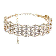 Load image into Gallery viewer, Womens Gold Crystal Bling Choker Necklace