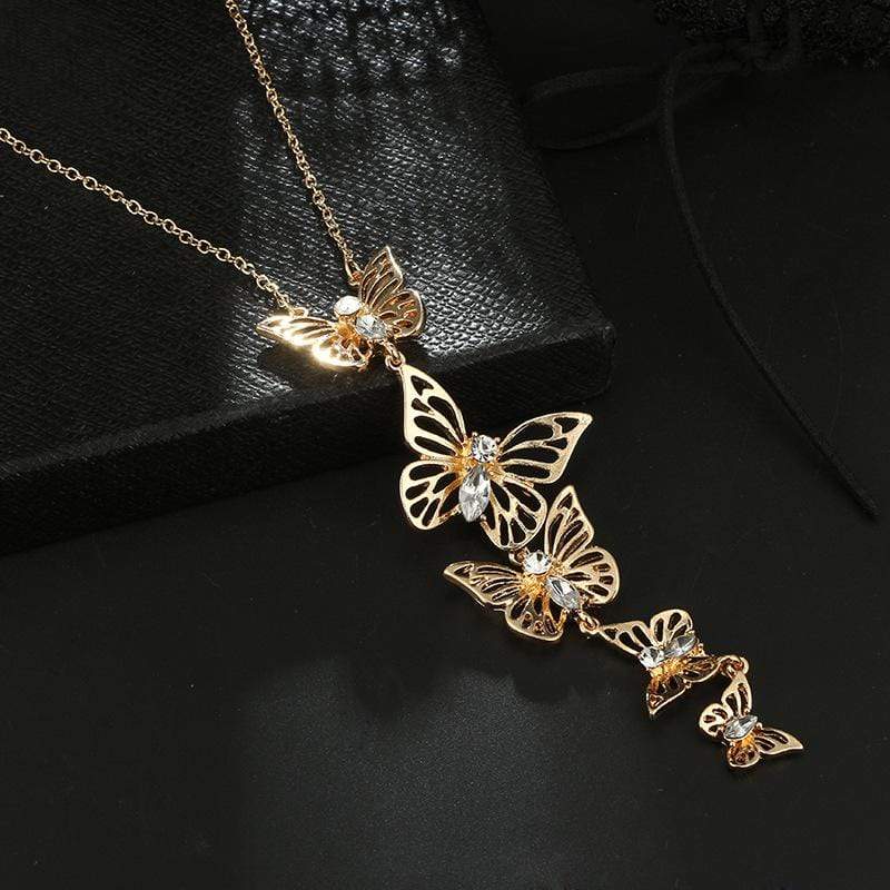 Gold Chain Necklace & Butterfly Pendant Necklace
