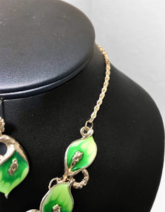 Etta'J Jewelry Necklaces Gold & Green Flower Necklace Set