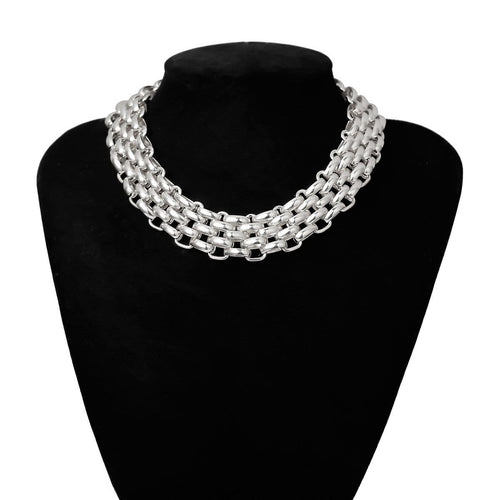 Womens Light Weight Silver Collar Necklace