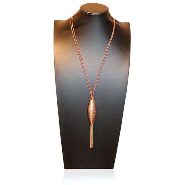 Long Copper Tone Pendant Necklace