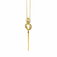 Load image into Gallery viewer, Long Gold Necklace with Interlocking Rings &amp; Chain Tassel Pendant