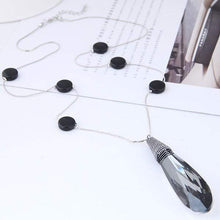 Load image into Gallery viewer, Long Silver Design Crystal Pendant Necklace