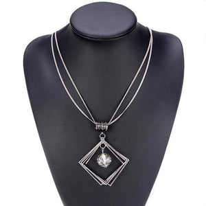 Multi-Chain Black/Gray Metal Pendant Necklace