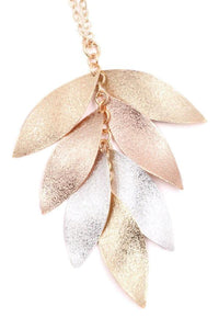 Multi-Color Cluster Leaf Pendant Necklace - More Colors