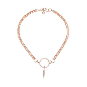 Womens Silver Choker Necklace with Pendant