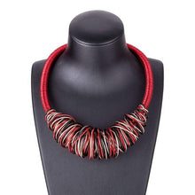 Load image into Gallery viewer, Womens Red Wire Wrapped Statement Necklace