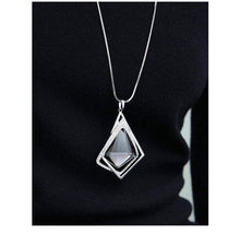 Load image into Gallery viewer, Womens SilverTone  and Black 24&quot; Pendant Necklace