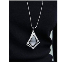 Load image into Gallery viewer, Silver and Black 24 inch Pendant Necklace