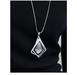 Womens SilverTone  and Black 24" Pendant Necklace