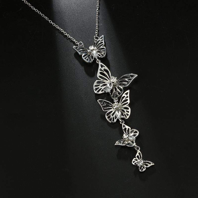 Silver Chain Necklace & Butterfly Pendant Necklace