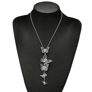 Silver Chain Necklace & Butterfly Pendant Necklace