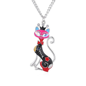 Silver Chain Necklace with a "Sassy Cat" Pendant