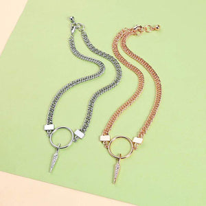 Womens Silver Choker Necklace with Pendant