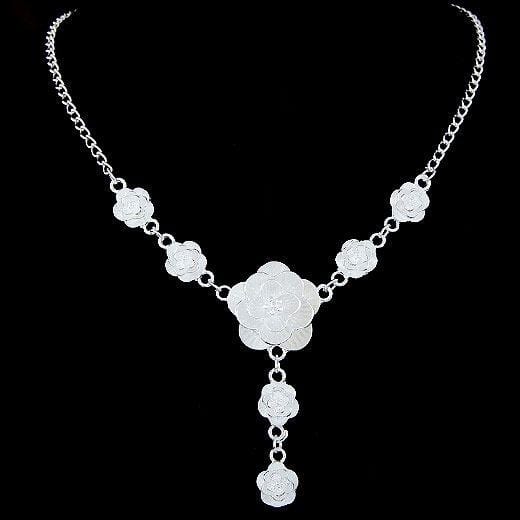 Silver Flower Pendant Necklace
