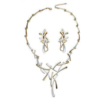 Load image into Gallery viewer, Silver &amp; Gold Geometric Necklace Set