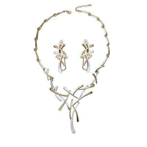 Silver & Gold Geometric Necklace Set