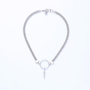 Silver Choker Necklace with Pendant - More Colors