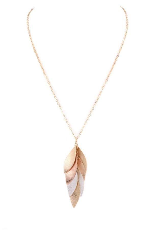 Multi-Color Cluster Leaf Pendant Necklace - More Colors