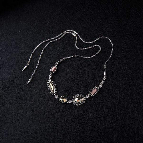 Womens Antique Silver Vintage Adjustable Necklace