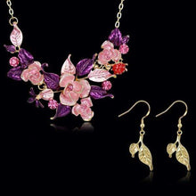 Load image into Gallery viewer, Pink &amp; Gold Flower Necklace Set