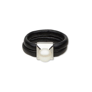 2-Stand Black/White Pearl Fashion Ring