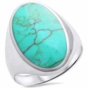 Sterling Silver .925 Turquoise Oval Ring