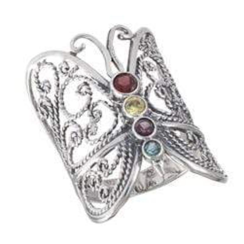 Womens Antique Sterling Silver .925 Butterfly Ring Size 7 Fine Jewelry