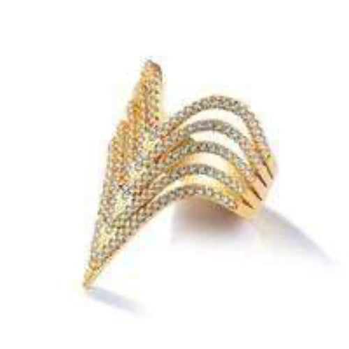 Womens Gold Tone Crystal Studded  Ring