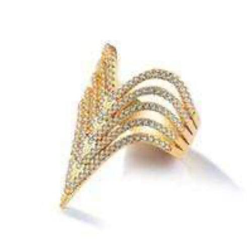 Womens Gold Color Ring Crystal Studded Cocktail Fashion Ring Jewelry
