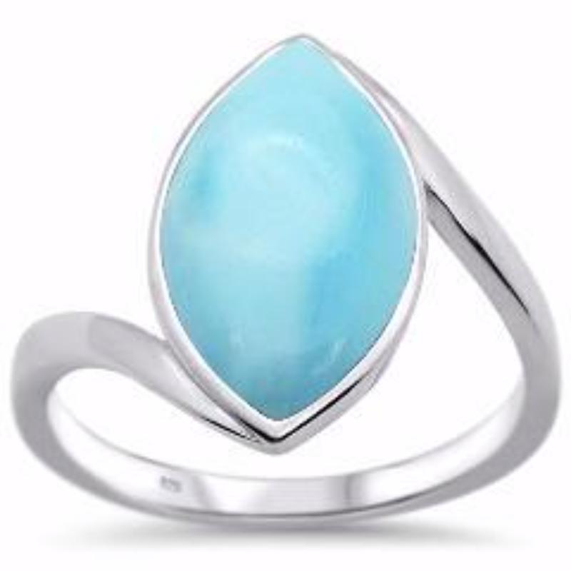 Natural Larimar Marquise Sterling Silver .925 Ring