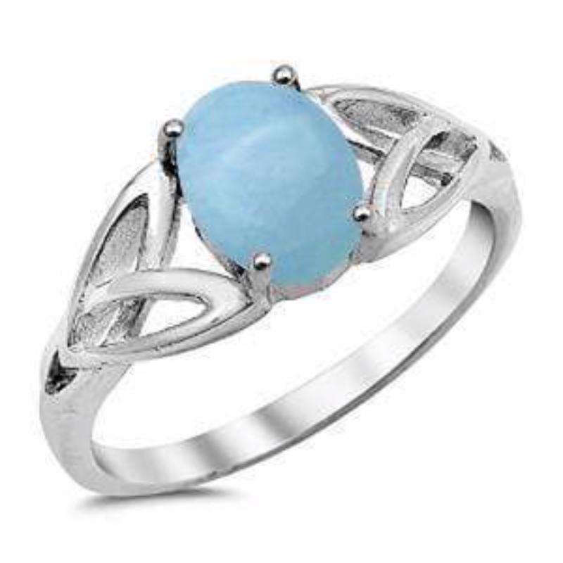 Natural Oval Larimar Sterling Silver .925 Ring